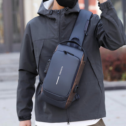 Multi-Functional USB Charging Mens Chest Bag with Password Lock