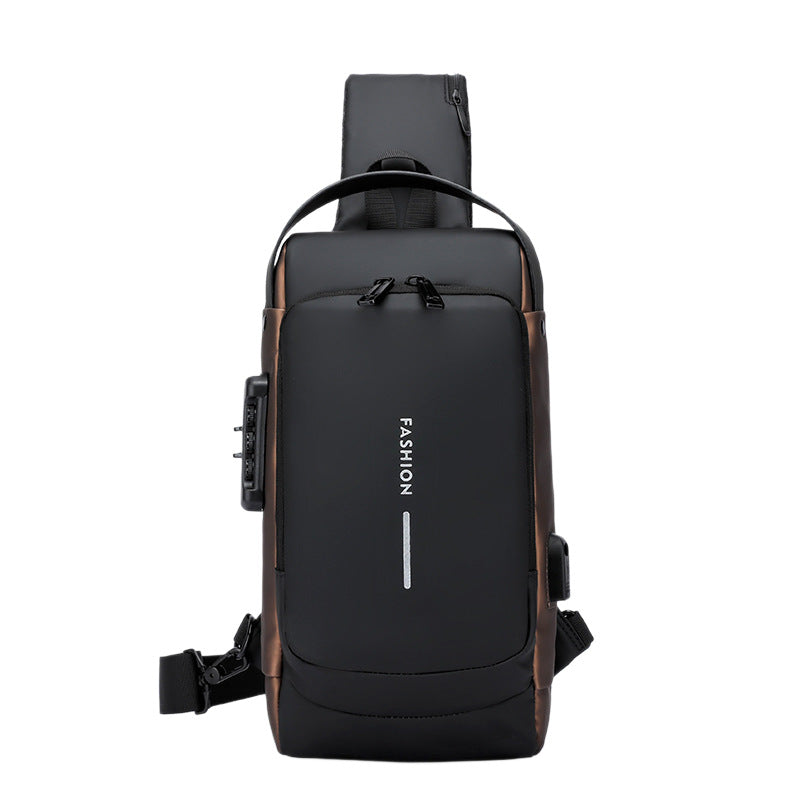 Multi-Functional USB Charging Mens Chest Bag with Password Lock