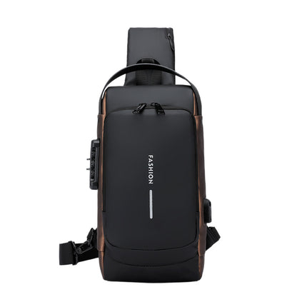 Multi-Functional USB Charging Mens Chest Bag with Password Lock