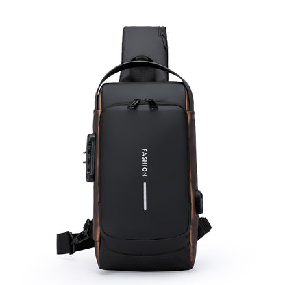 Multi-Functional USB Charging Mens Chest Bag with Password Lock