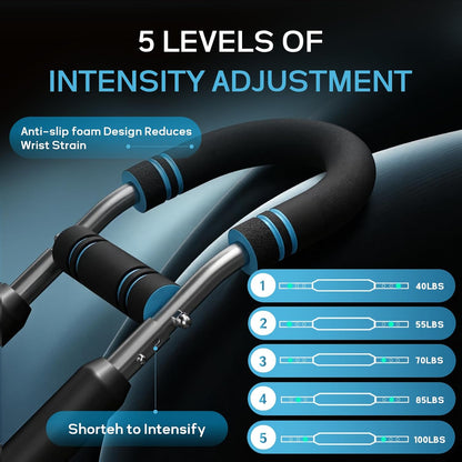 Twister arm Trainer, Adjustable Resistance (40-140 lbs) Chest Workout Equipment,Forearm Power Exercise bar , pectoralis spinalis Device, Portable Detachable Design