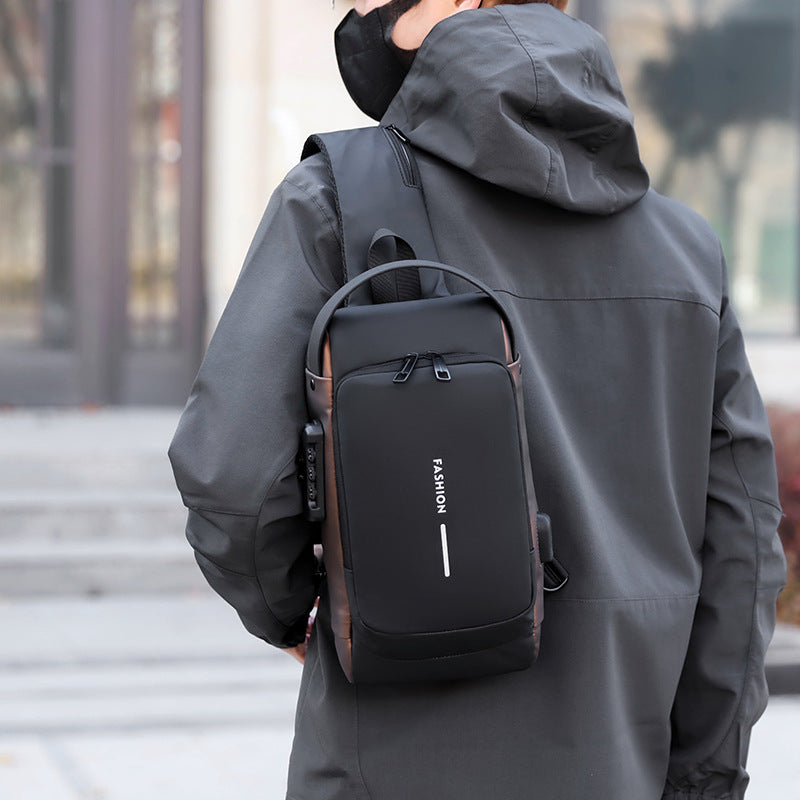 Multi-Functional USB Charging Mens Chest Bag with Password Lock