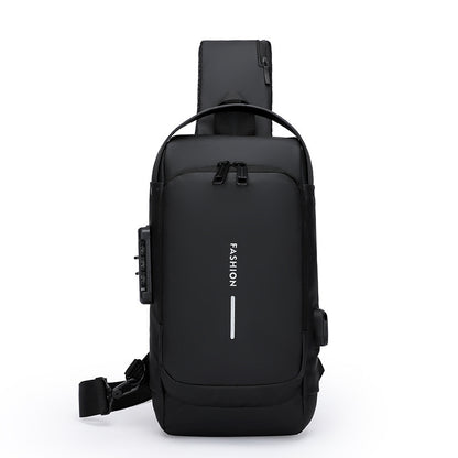 Multi-Functional USB Charging Mens Chest Bag with Password Lock